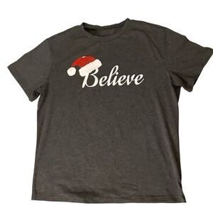 SHEIN Festive Gray and Red Short Sleeve Tee